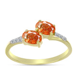 Inel din Argint 925 Placat cu Aur ( 1.7 grame ) cu Piatra Soarelui Oregon și Topaz Alb 0.92 Carate
