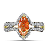Inel din Argint 925 Placat cu Aur ( 3.58 grame ) cu Piatra Soarelui Oregon și Topaz Alb 1.96 Carate