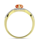 Inel din Argint 925 Placat cu Aur ( 3.58 grame ) cu Piatra Soarelui Oregon și Topaz Alb 1.96 Carate