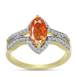 Inel din Argint 925 Placat cu Aur ( 3.58 grame ) cu Piatra Soarelui Oregon și Topaz Alb 1.96 Carate