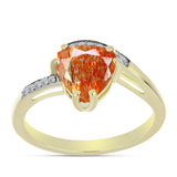 Inel din Argint 925 Placat cu Aur ( 2.61 grame ) cu Piatra Soarelui Oregon și Topaz Alb 2.08 Carate