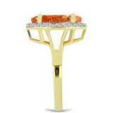 Inel din Argint 925 Placat cu Aur ( 3.49 grame ) cu Piatra Soarelui Oregon și Topaz Alb 4.42 Carate