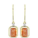 Cercei din Argint 925 Placat cu Aur ( 2.11 grame ) cu Piatra Soarelui Oregon și Topaz Alb 2.75 Carate