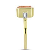 Inel din Argint 925 Placat cu Aur ( 2.9 grame ) cu Piatra Soarelui Oregon și Topaz Alb 2.54 Carate