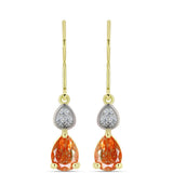 Cercei din Argint 925 Placat cu Aur ( 1.98 grame ) cu Piatra Soarelui Oregon și Topaz Alb 2.04 Carate