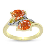 Inel din Argint 925 Placat cu Aur ( 2.87 grame ) cu Piatra Soarelui Oregon și Topaz Alb 1.23 Carate