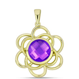 Pandantiv din Argint 925 Placat cu Aur ( 3.94 grame ) cu Agat Violet 2.42 Carate