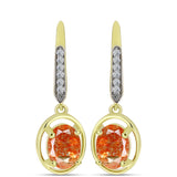 Cercei din Argint 925 Placat cu Aur ( 3.34 grame ) cu Piatra Soarelui Oregon și Topaz Alb 2.2 Carate