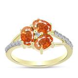 Inel din Argint 925 Placat cu Aur ( 2.28 grame ) cu Piatra Soarelui Oregon și Topaz Alb 1.5 Carate