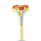 Inel din Argint 925 Placat cu Aur ( 2.28 grame ) cu Piatra Soarelui Oregon și Topaz Alb 1.5 Carate