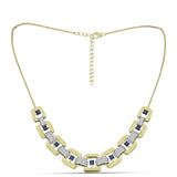 Colier din Argint 925 Placat cu Aur ( 14.04 grame ) cu Diamant Albastru și Topaz Alb 1.81 Carate