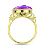 Inel din Argint 925 Placat cu Aur ( 6.39 grame ) cu Agat Violet 8.83 Carate