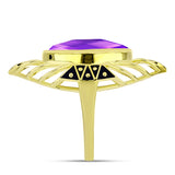 Inel din Argint 925 Placat cu Aur ( 6.39 grame ) cu Agat Violet 8.83 Carate