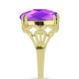 Inel din Argint 925 Placat cu Aur ( 4.44 grame ) cu Agat Violet 8.23 Carate