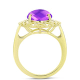 Inel din Argint 925 Placat cu Aur ( 4.24 grame ) cu Agat Violet 4.71 Carate