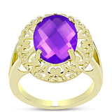 Inel din Argint 925 Placat cu Aur ( 4.24 grame ) cu Agat Violet 4.71 Carate