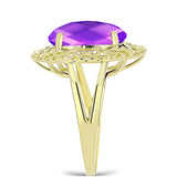 Inel din Argint 925 Placat cu Aur ( 4.24 grame ) cu Agat Violet 4.71 Carate