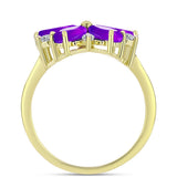 Inel din Argint 925 Placat cu Aur ( 3.36 grame ) cu Agat Violet și Topaz Alb 2.66 Carate