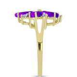 Inel din Argint 925 Placat cu Aur ( 3.36 grame ) cu Agat Violet și Topaz Alb 2.66 Carate