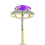 Inel din Argint 925 Placat cu Aur ( 4.09 grame ) cu Agat Violet și Topaz Alb 4.74 Carate