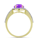Inel din Argint 925 Placat cu Aur ( 2.63 grame ) cu Agat Violet și Topaz Alb 2.56 Carate