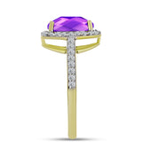 Inel din Argint 925 Placat cu Aur ( 2.63 grame ) cu Agat Violet și Topaz Alb 2.56 Carate