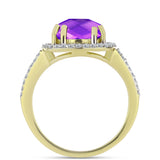 Inel din Argint 925 Placat cu Aur ( 3.57 grame ) cu Agat Violet și Topaz Alb 5.05 Carate