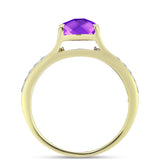 Inel din Argint 925 Placat cu Aur ( 3.46 grame ) cu Agat Violet și Topaz Alb 2.12 Carate