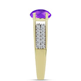 Inel din Argint 925 Placat cu Aur ( 3.46 grame ) cu Agat Violet și Topaz Alb 2.12 Carate