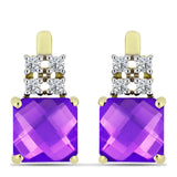 Cercei din Argint 925 Placat cu Aur ( 4.05 grame ) cu Agat Violet și Topaz Alb 4.72 Carate
