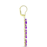 Cercei din Argint 925 Placat cu Aur ( 7.41 grame ) cu Agat Violet și Topaz Alb 7.25 Carate