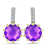 Cercei din Argint 925 Placat cu Aur ( 4.03 grame ) cu Agat Violet și Topaz Alb 3.45 Carate