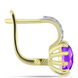 Cercei din Argint 925 Placat cu Aur ( 4.03 grame ) cu Agat Violet și Topaz Alb 3.45 Carate