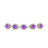 Brățară din Argint 925 Placat cu Aur ( 7.8 grame ) cu Agat Violet și Topaz Alb 5.65 Carate