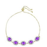 Brățară din Argint 925 Placat cu Aur ( 7.8 grame ) cu Agat Violet și Topaz Alb 5.65 Carate