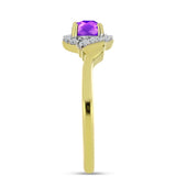 Inel din Argint 925 Placat cu Aur ( 2.59 grame ) cu Agat Violet și Topaz Alb 0.66 Carate