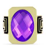 Inel din Argint 925 Placat cu Aur ( 7.75 grame ) cu Agat Violet 8.76 Carate