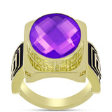 Inel din Argint 925 Placat cu Aur ( 7.75 grame ) cu Agat Violet 8.76 Carate