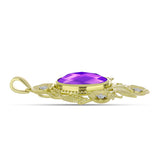 Pandantiv din Argint 925 Placat cu Aur ( 7.32 grame ) cu Agat Violet și Topaz Alb 7.54 Carate