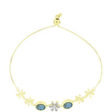 Brățară din Argint 925 Placat cu Aur ( 5.94 grame ) cu Labradorit și Topaz Alb 2.39 Carate