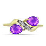 Inel din Argint 925 Placat cu Aur ( 2.45 grame ) cu Agat Violet și Topaz Alb 1.35 Carate