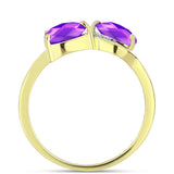 Inel din Argint 925 Placat cu Aur ( 2.45 grame ) cu Agat Violet și Topaz Alb 1.35 Carate