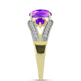 Inel din Argint 925 Placat cu Aur ( 3.42 grame ) cu Agat Violet și Topaz Alb 1.63 Carate