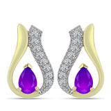 Cercei din Argint 925 Placat cu Aur ( 3.95 grame ) cu Agat Violet și Topaz Alb 1.01 Carate