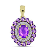 Pandantiv din Argint 925 Placat cu Aur ( 2.26 grame ) cu Agat Violet și Ametist Marocan 2.42 Carate