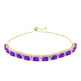 Brățară din Argint 925 Placat cu Aur ( 11.95 grame ) cu Agat Violet și Topaz Alb 8.66 Carate