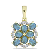 Pandantiv din Argint 925 Placat cu Aur ( 1.3 grame ) cu Labradorit și Topaz Alb 1.36 Carate