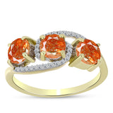 Inel din Argint 925 Placat cu Aur ( 3.24 grame ) cu Piatra Soarelui Oregon și Topaz Alb 2.25 Carate