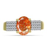 Inel din Argint 925 Placat cu Aur ( 2.84 grame ) cu Piatra Soarelui Oregon și Topaz Alb 1.82 Carate