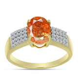 Inel din Argint 925 Placat cu Aur ( 2.84 grame ) cu Piatra Soarelui Oregon și Topaz Alb 1.82 Carate